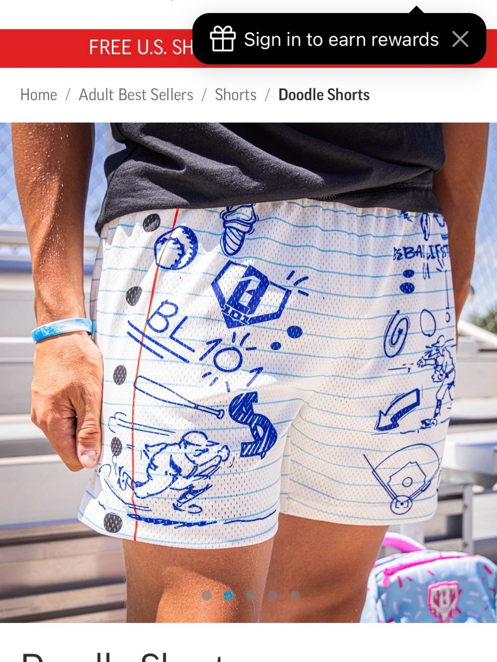 Baseball Lifestyle 101 Doodle Shorts - Picture 4 of 4